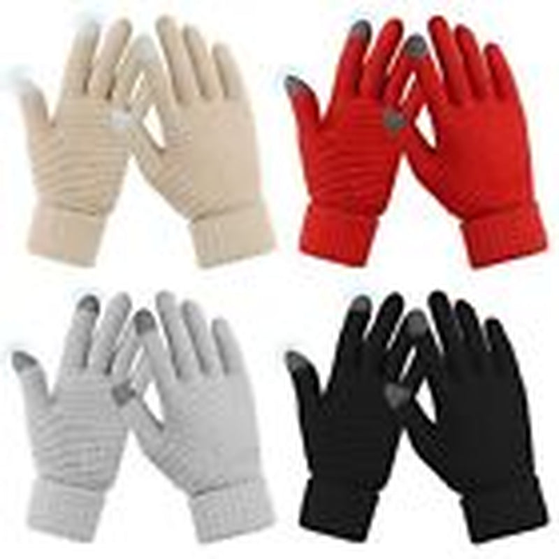 4 Pairs Womens Gloves for Cold Weather, Christmas Gifts Black, Red, Grey,Beige