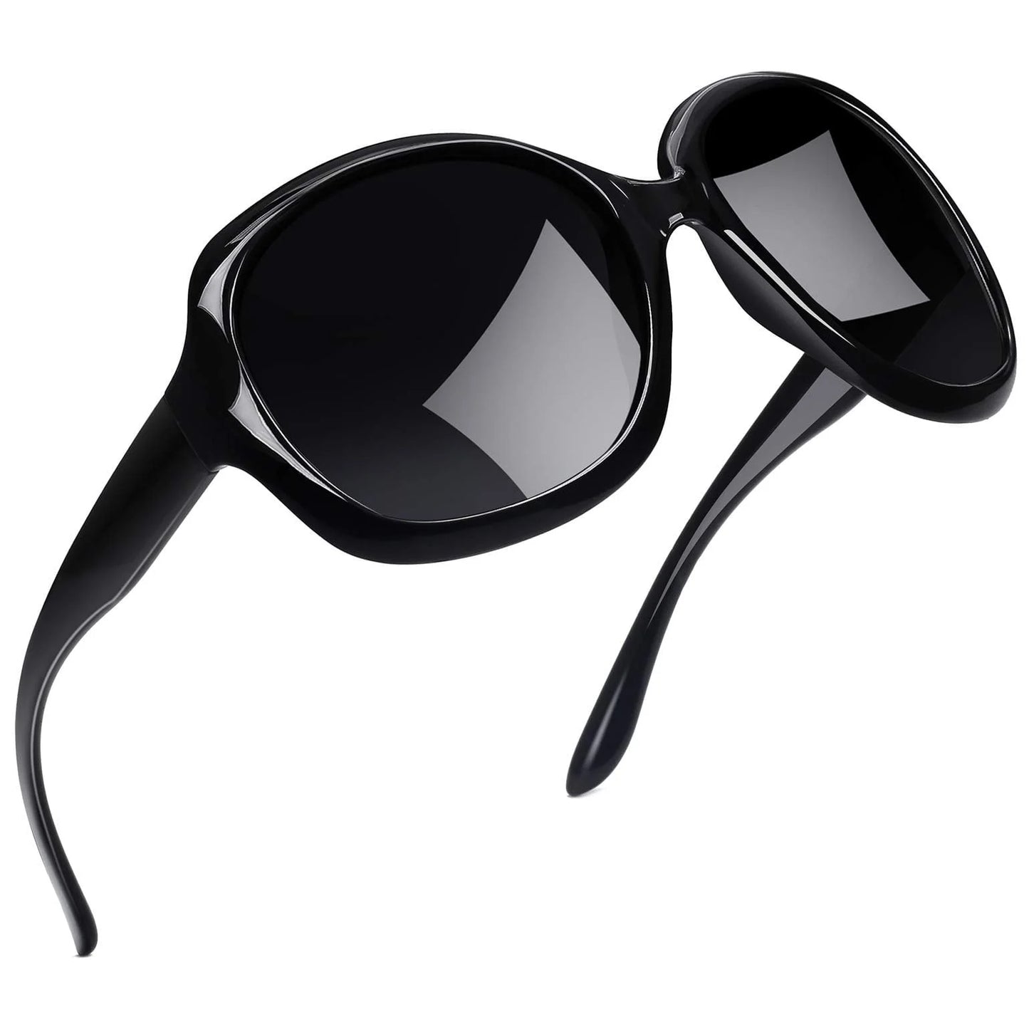 Polarized Sunglasses for Women, Ladies Oversized Sun Glasses UV Protection (Black Red)