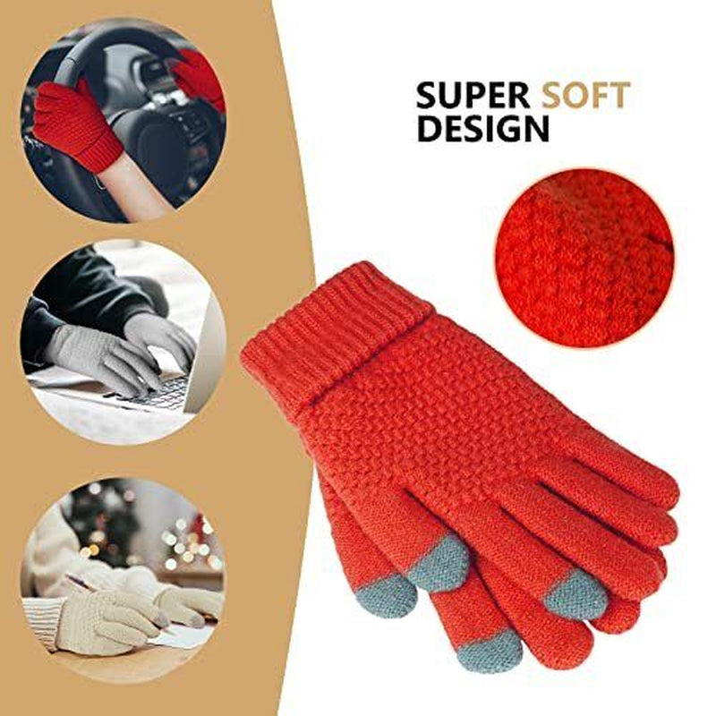 4 Pairs Womens Gloves for Cold Weather, Christmas Gifts Black, Red, Grey,Beige