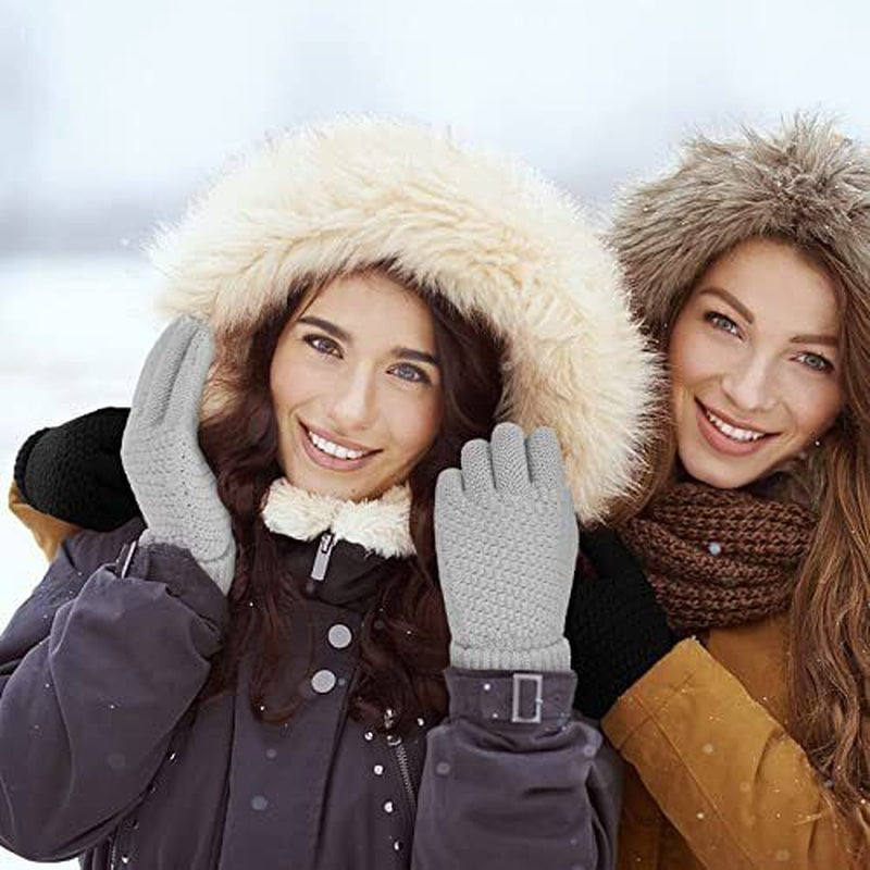 4 Pairs Womens Gloves for Cold Weather, Christmas Gifts Black, Red, Grey,Beige