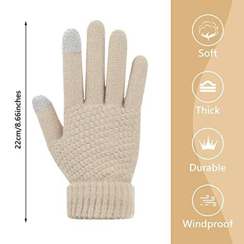 4 Pairs Womens Gloves for Cold Weather, Christmas Gifts Black, Red, Grey,Beige